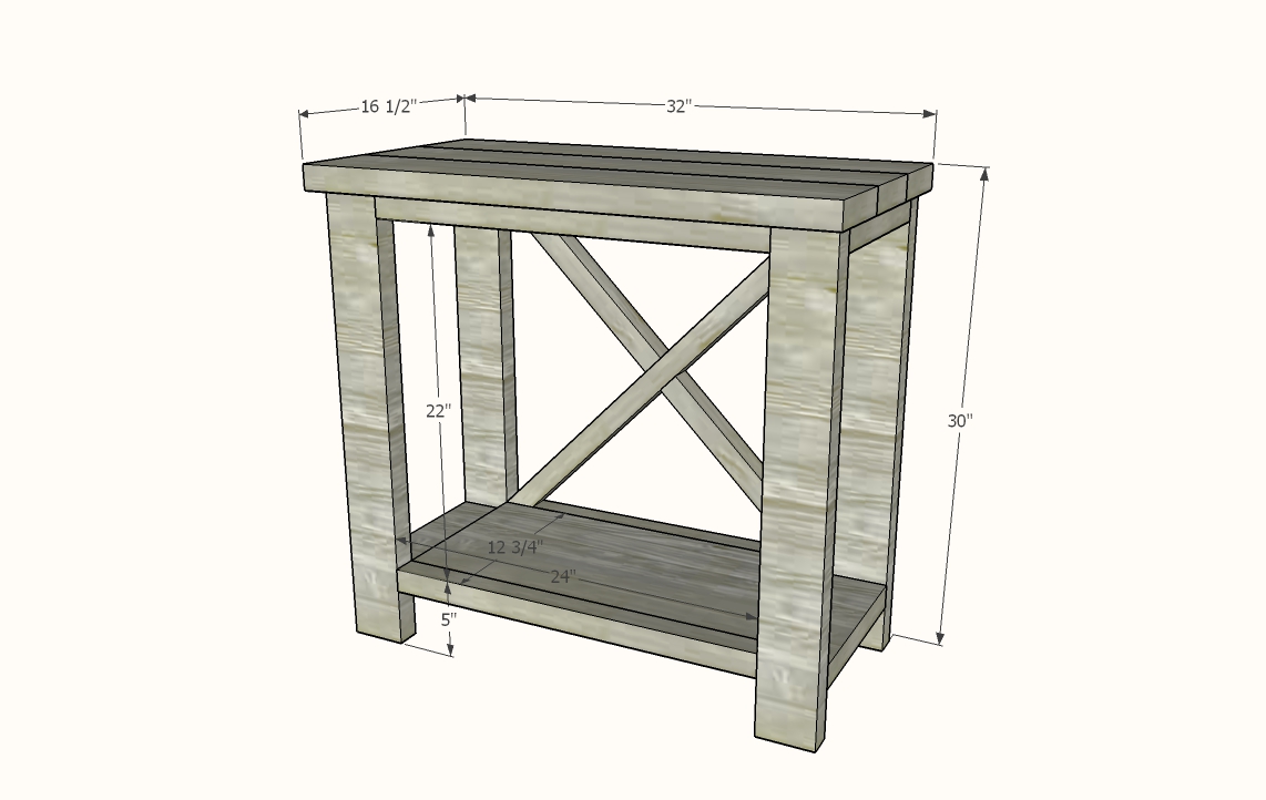 Ana white rustic x console deals table